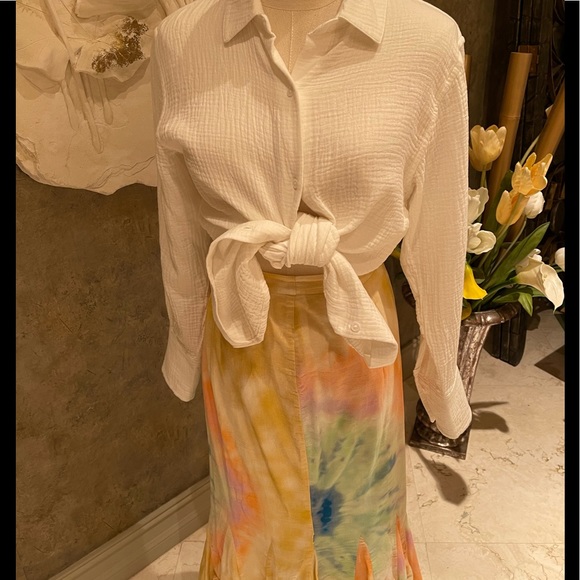 Rhode  Resort pastel watercolor maxi skirt - Picture 2 of 8